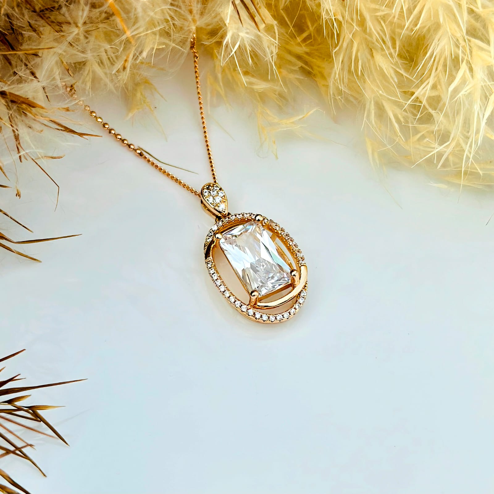 Rectangular Crystal Solitaire Pendant