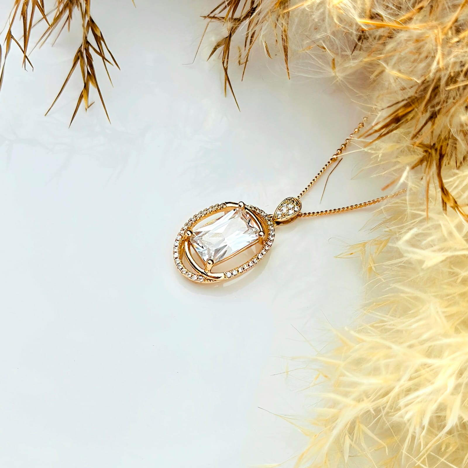 Rectangular Crystal Solitaire Pendant