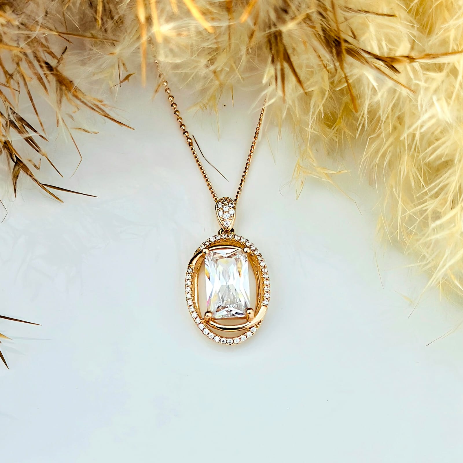 Rectangular Crystal Solitaire Pendant