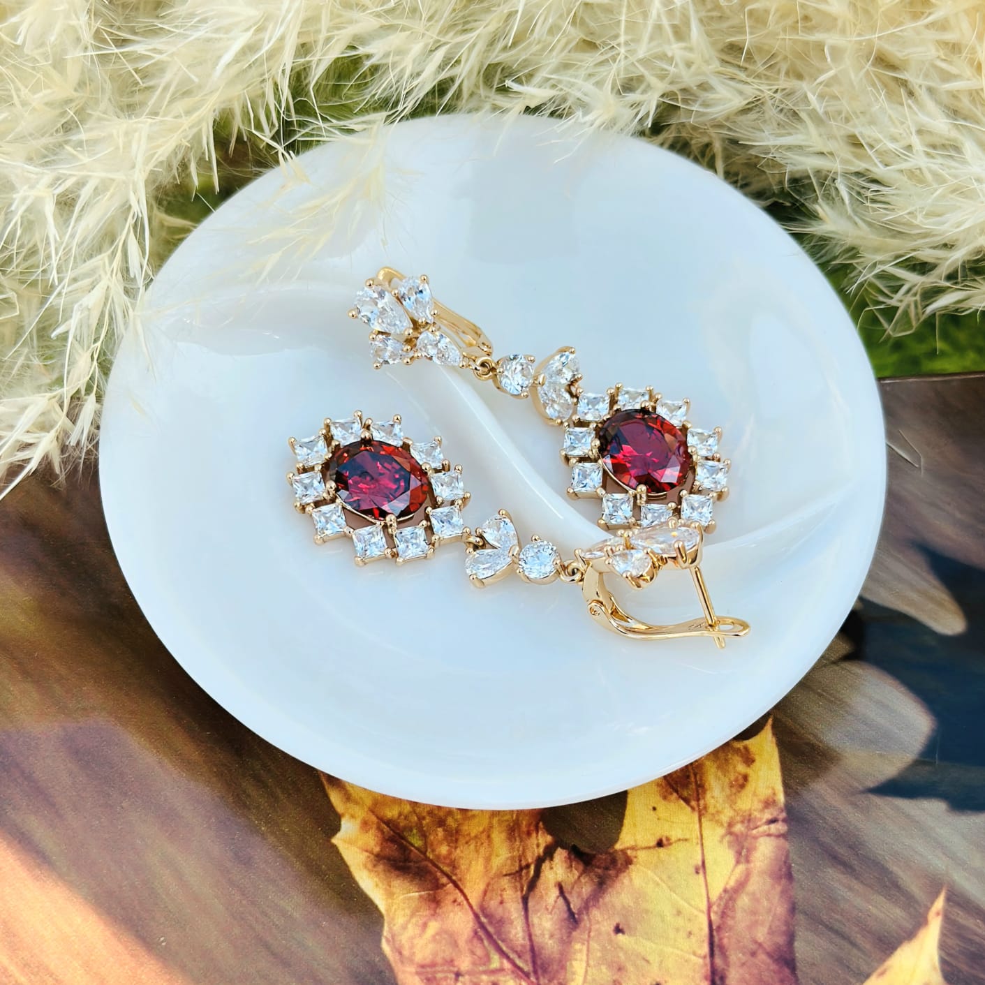 Ruby Oval Statement Drops