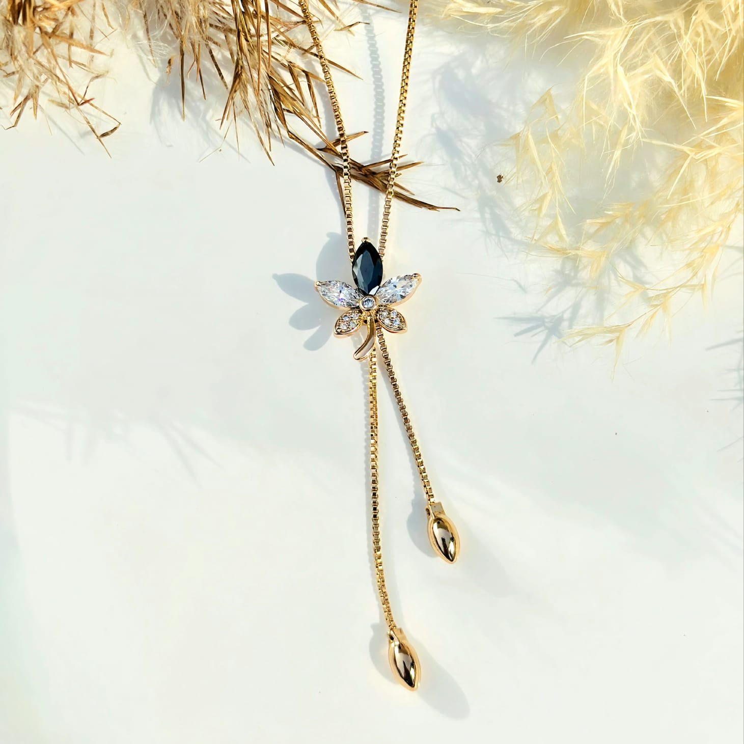 The Crystal Butterfly Y-Lariat Pendant