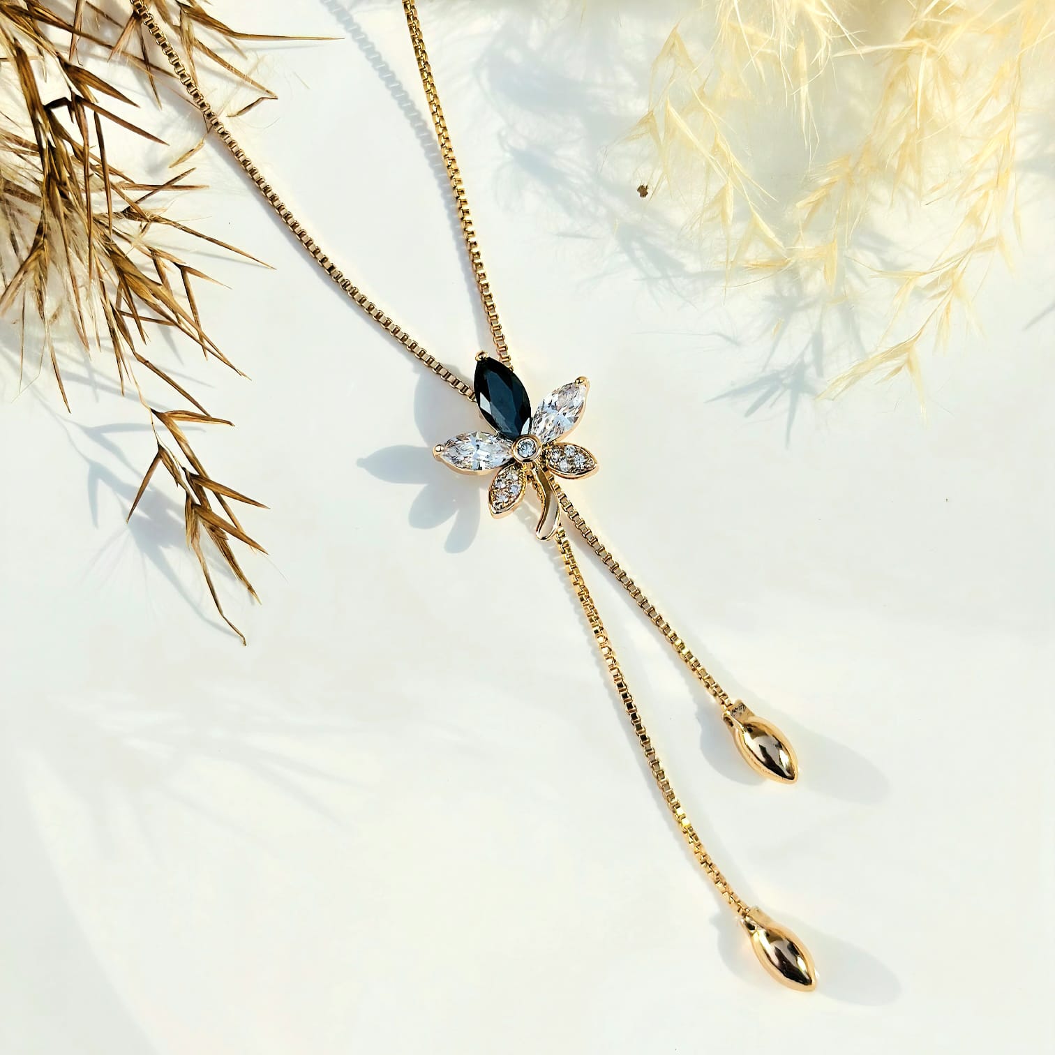 The Crystal Butterfly Y-Lariat Pendant