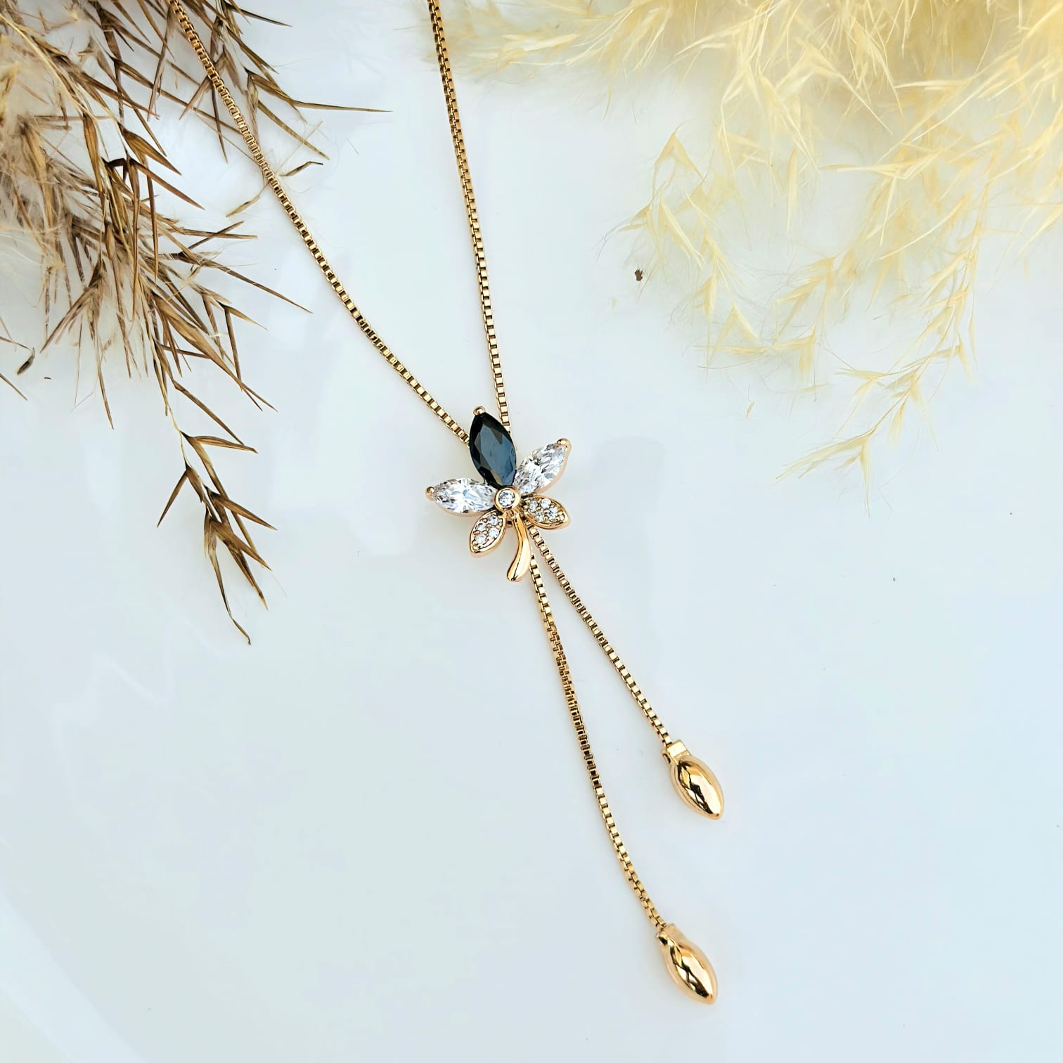 The Crystal Butterfly Y-Lariat Pendant