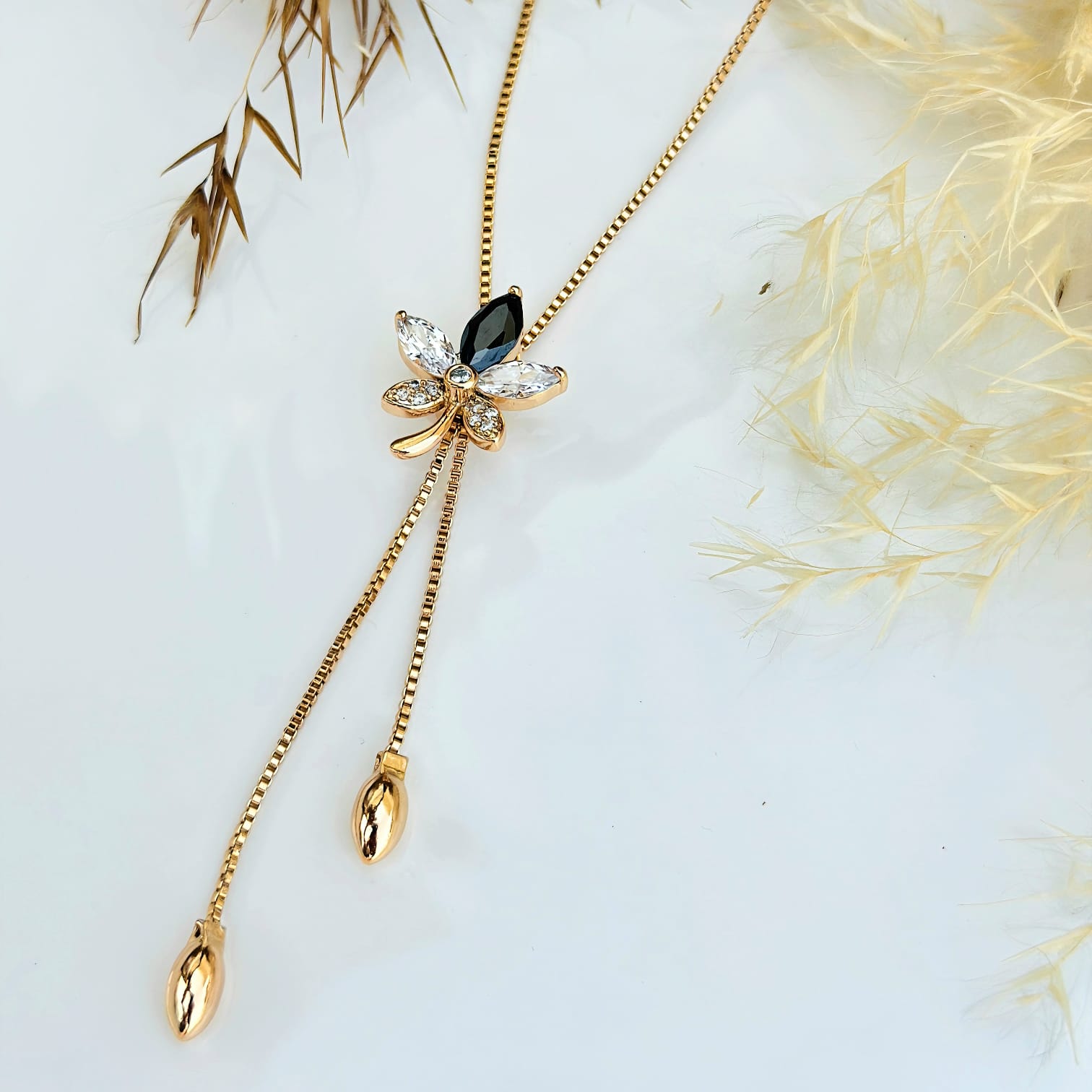 The Crystal Butterfly Y-Lariat Pendant