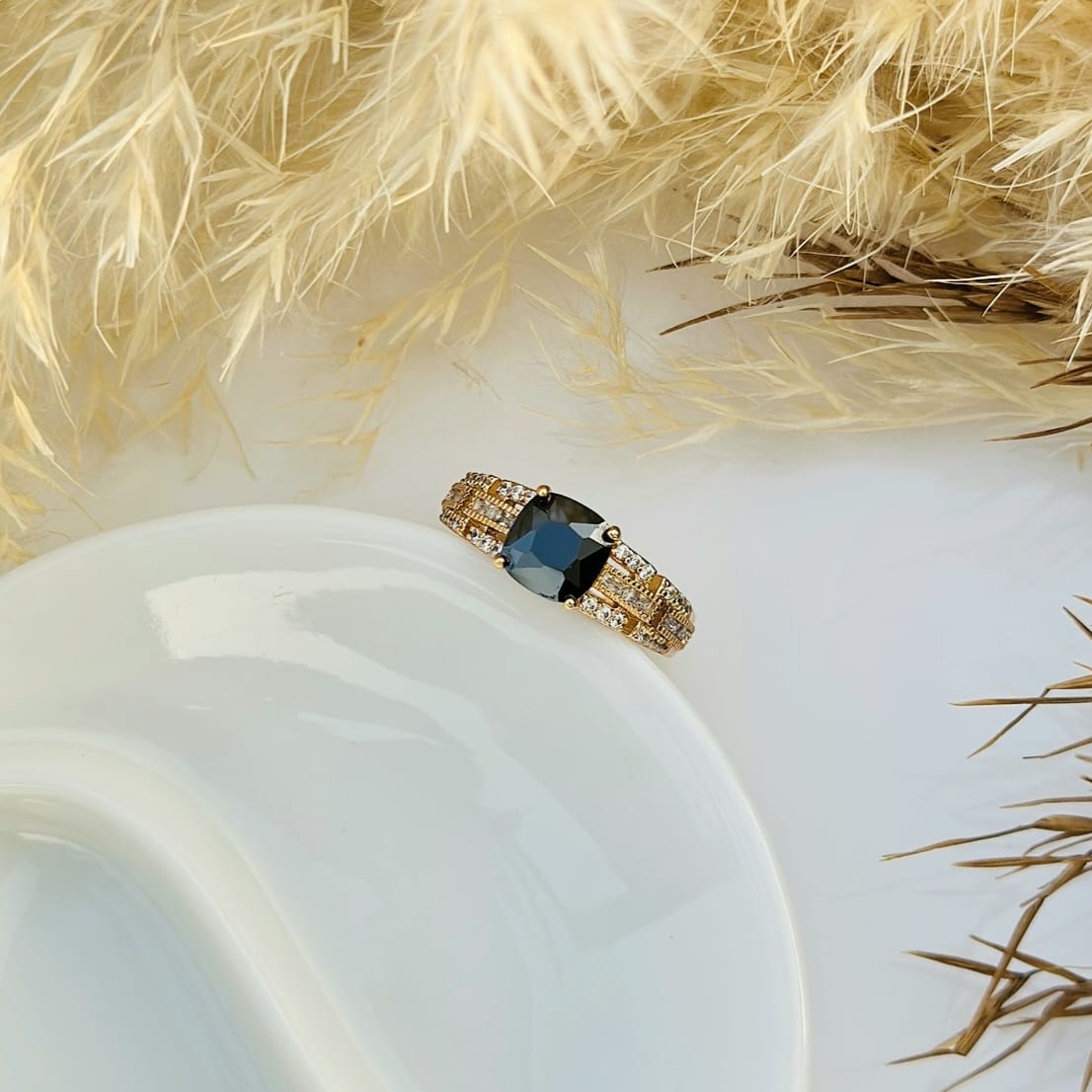 The Midnight Cushion Statement Ring