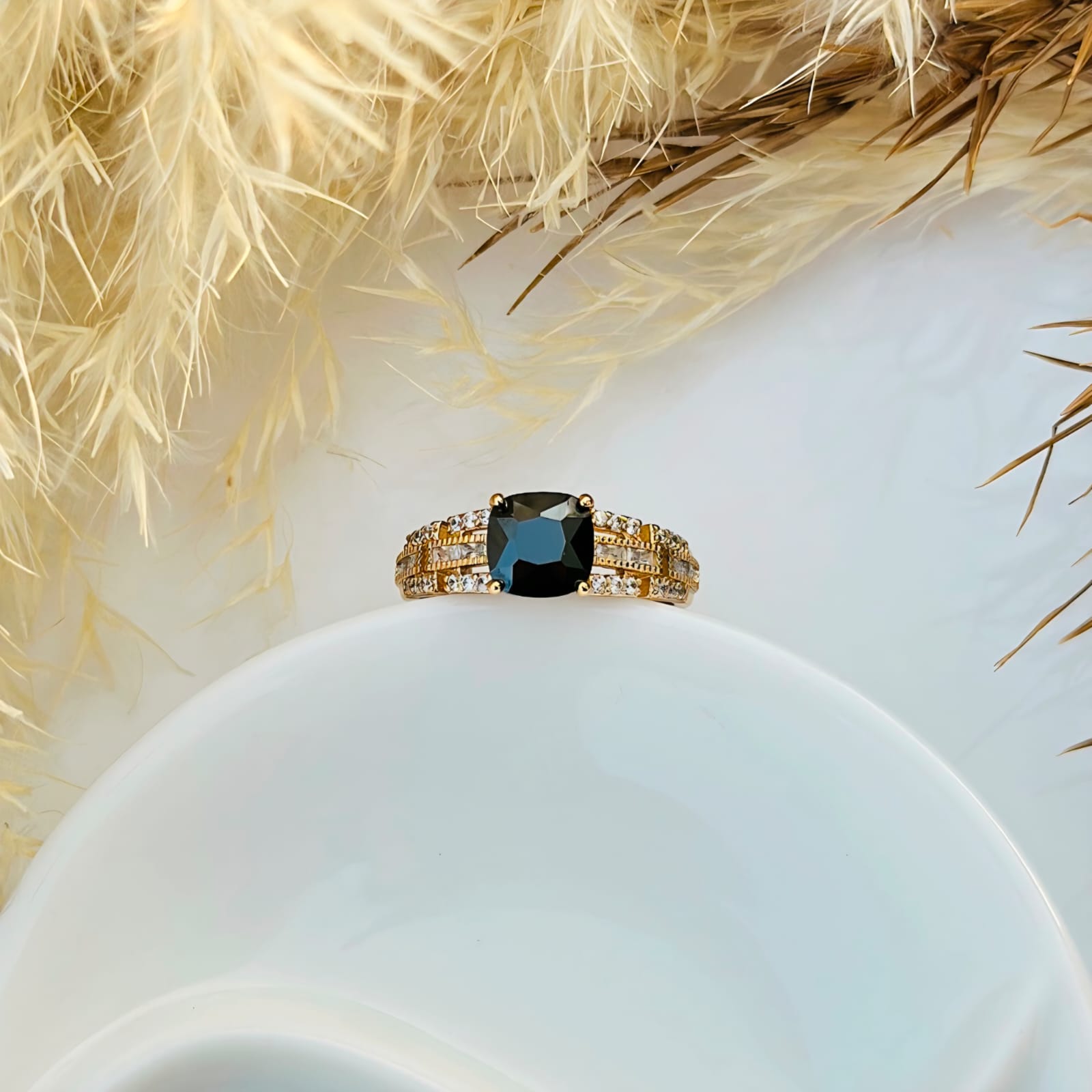 The Midnight Cushion Statement Ring