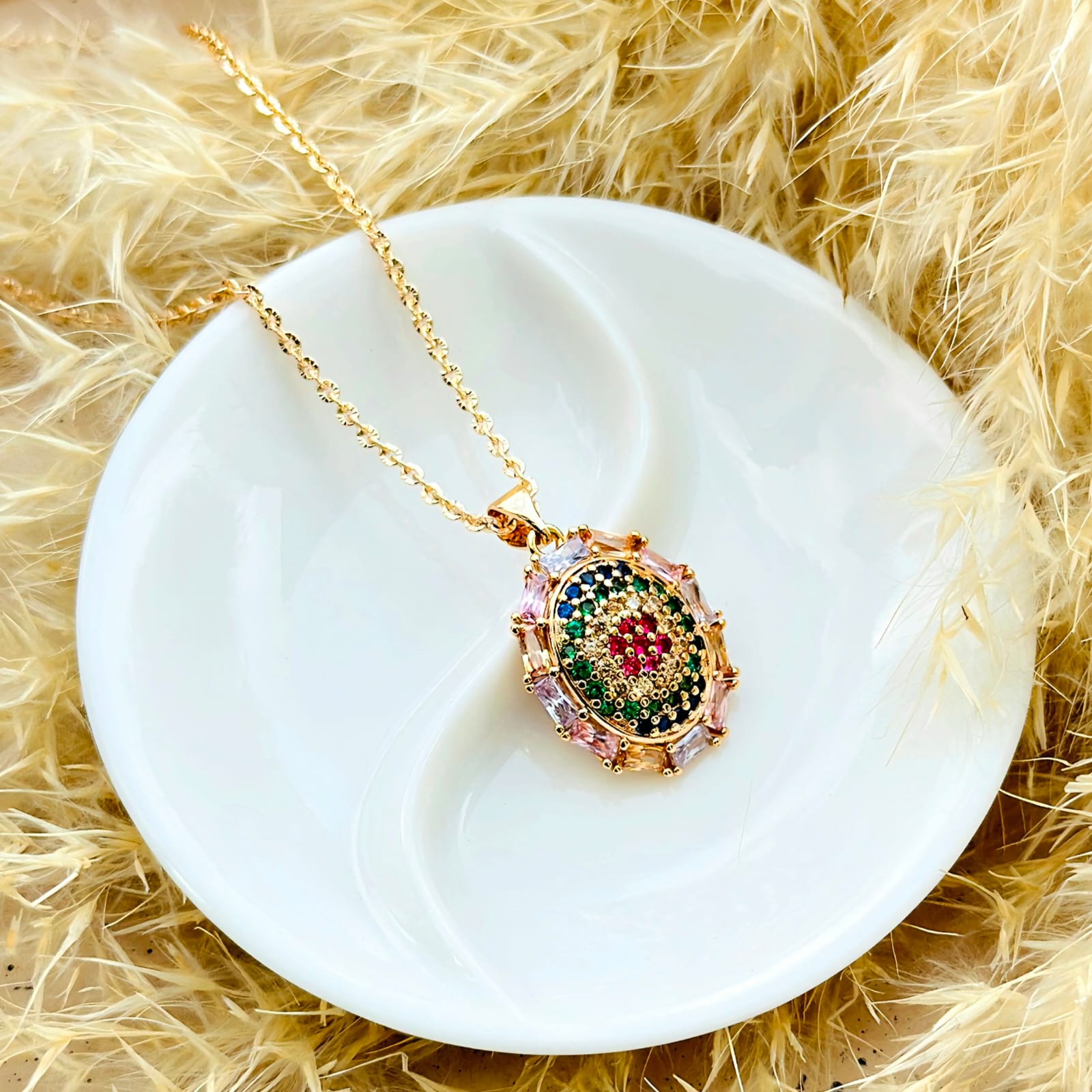 The Mosaic Rainbow Medallion Pendant