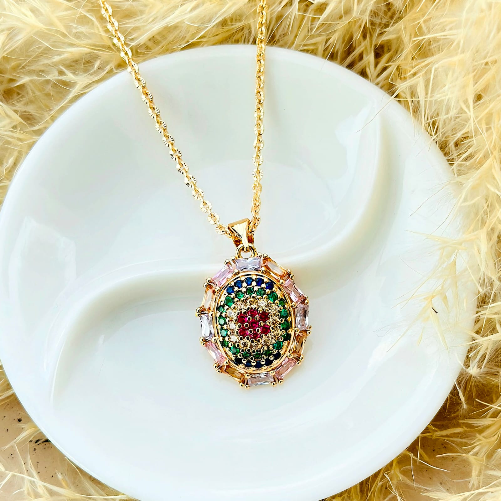 The Mosaic Rainbow Medallion Pendant
