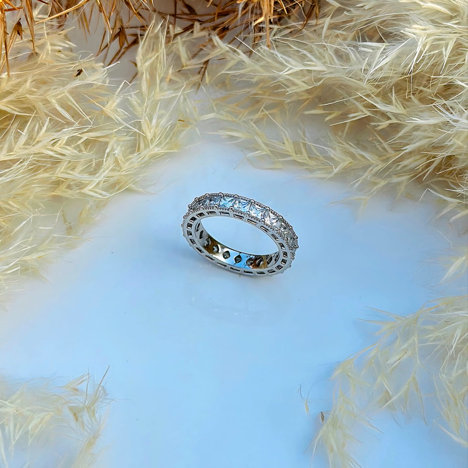 The Princess-Cut Milgrain Eternity Band
