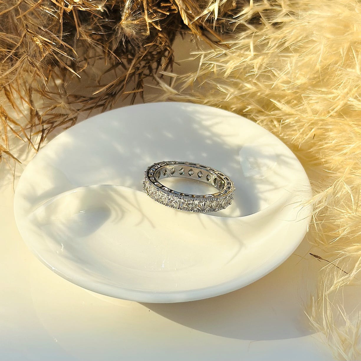 The Princess-Cut Milgrain Eternity Band