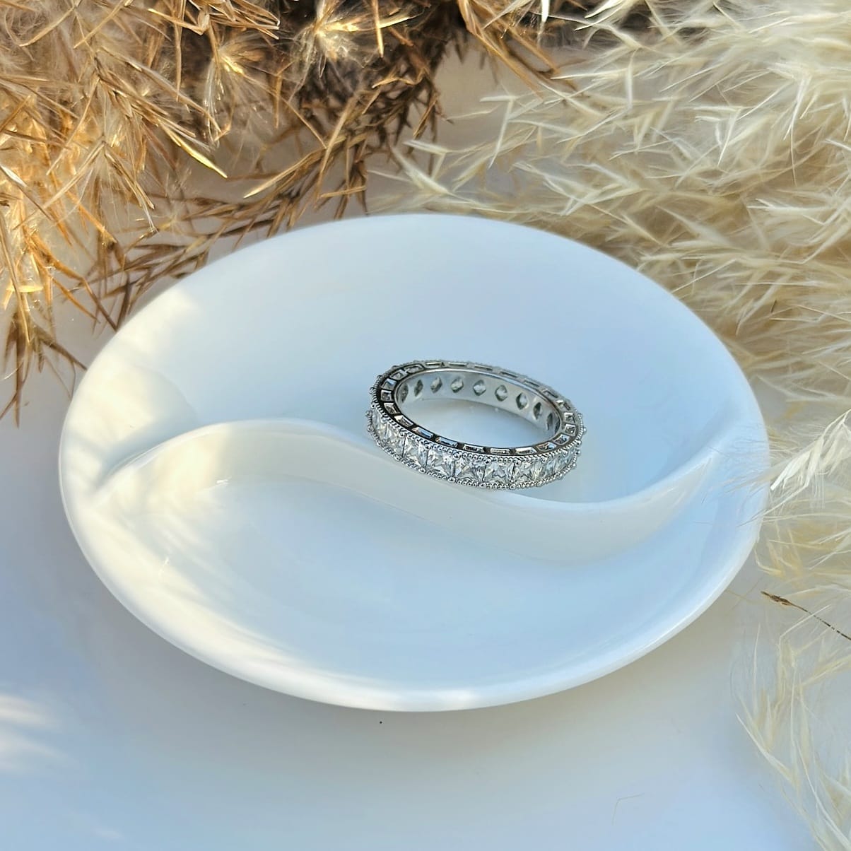 The Princess-Cut Milgrain Eternity Band
