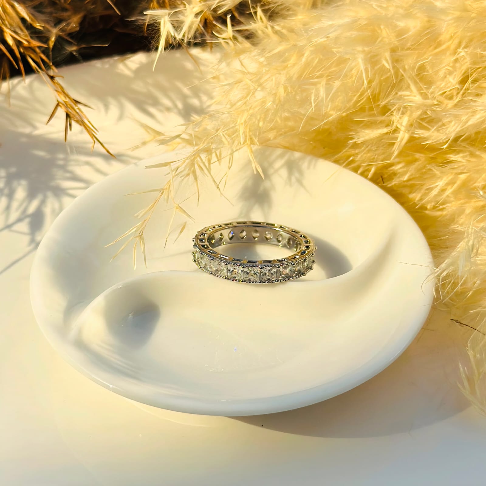 The Princess-Cut Milgrain Eternity Band