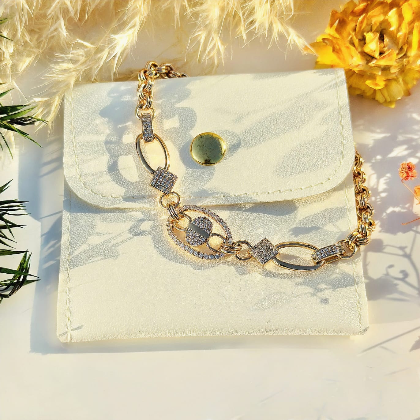 The Regal Crystal Geometric Link Bracelet