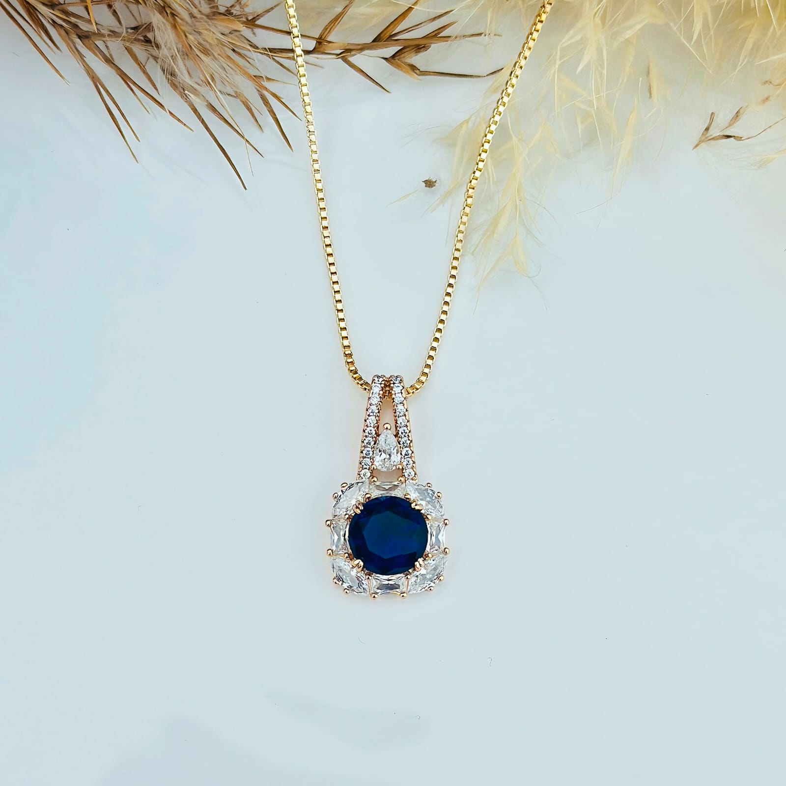 The Royal Sapphire Halo Pendant