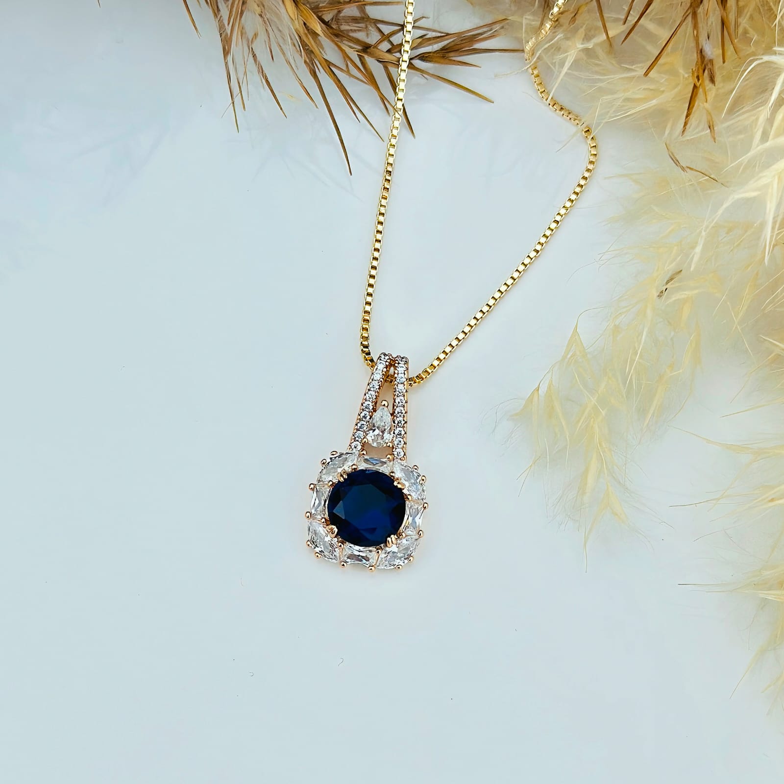 The Royal Sapphire Halo Pendant