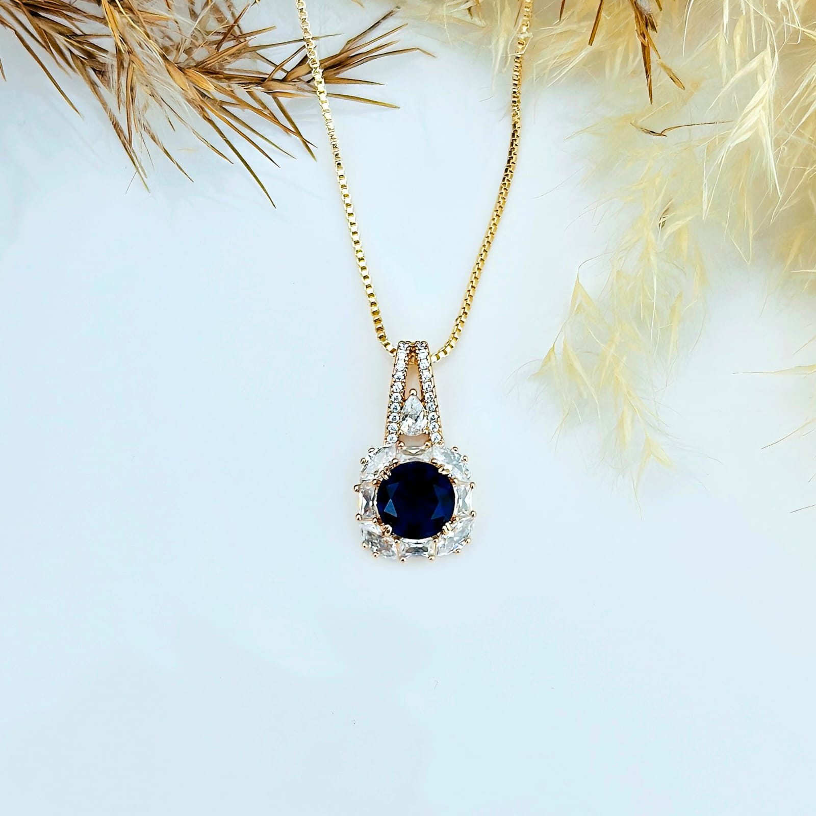 The Royal Sapphire Halo Pendant