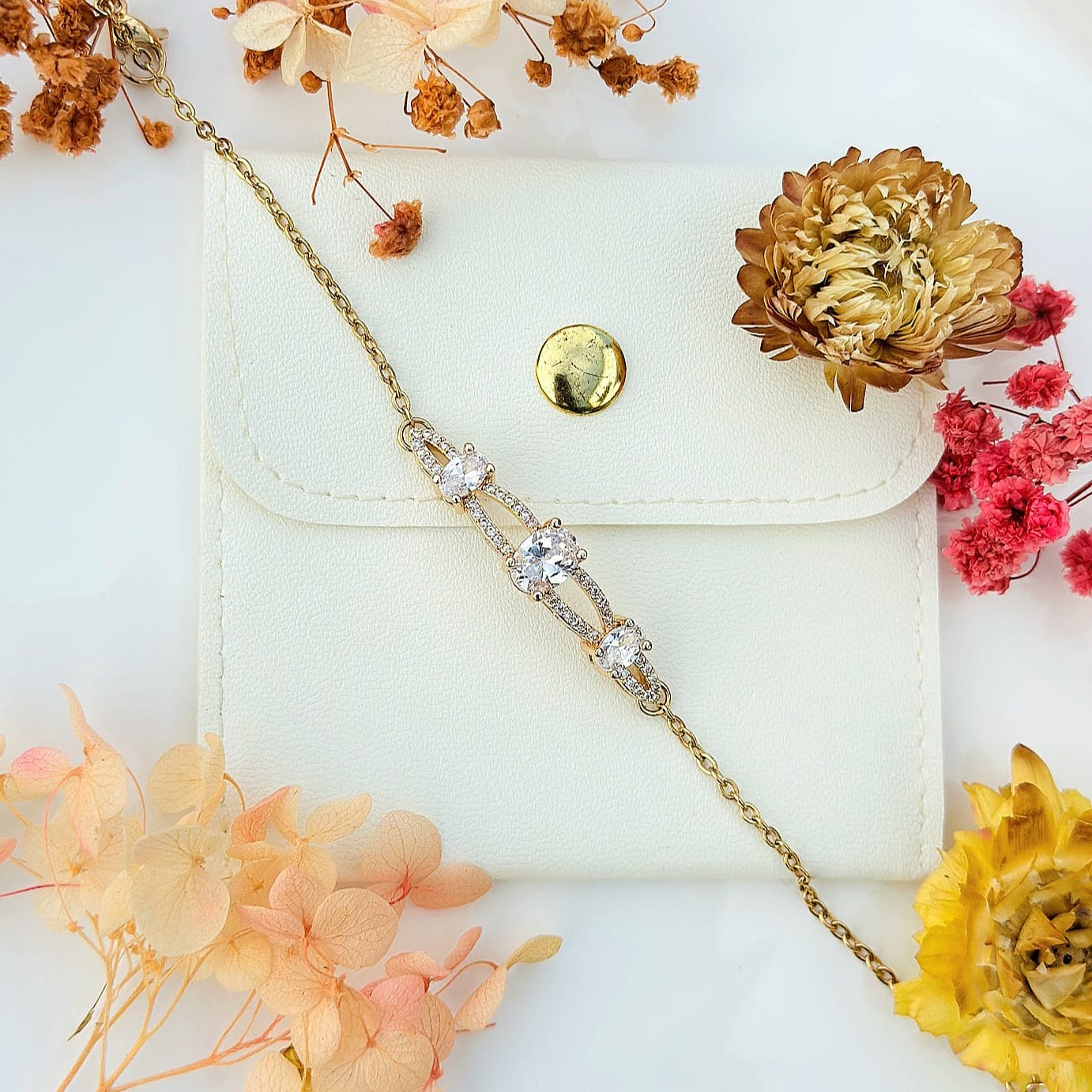 The Triple Solitaire Oval Crystal Bracelet