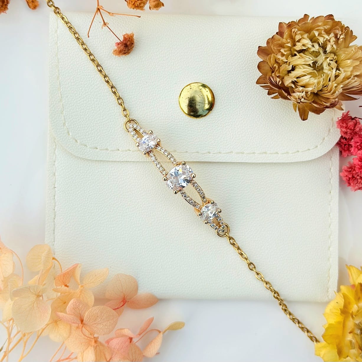 The Triple Solitaire Oval Crystal Bracelet