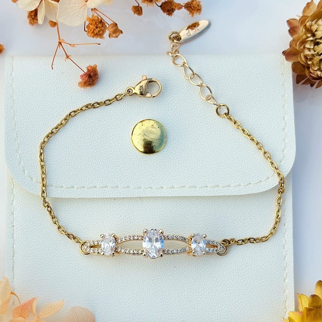 The Triple Solitaire Oval Crystal Bracelet