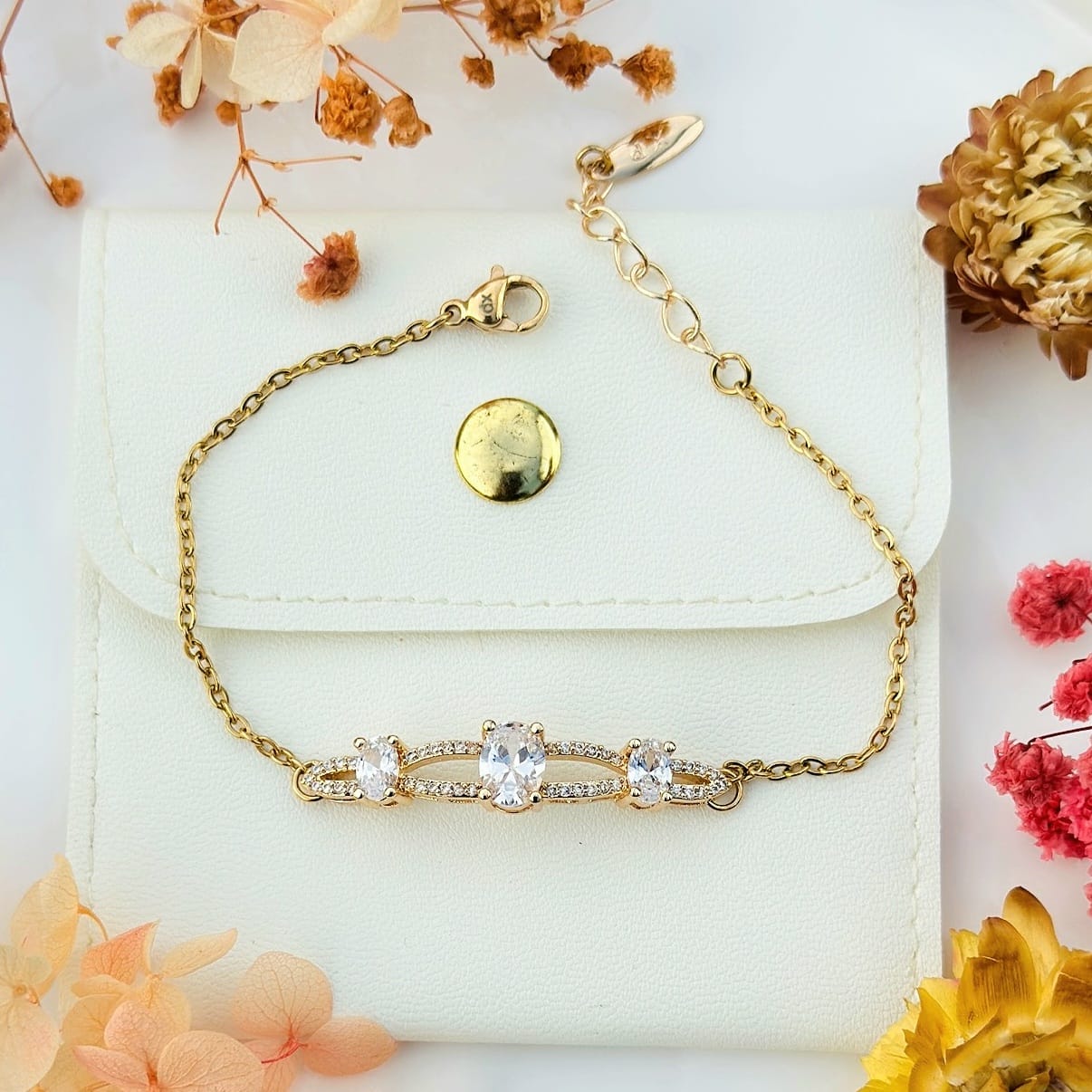 The Triple Solitaire Oval Crystal Bracelet