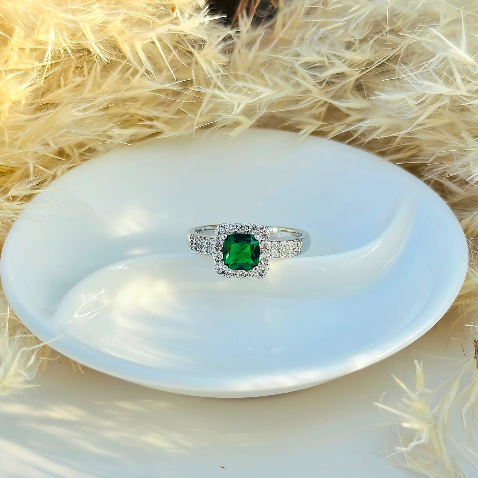 Verdant Halo Cushion Ring