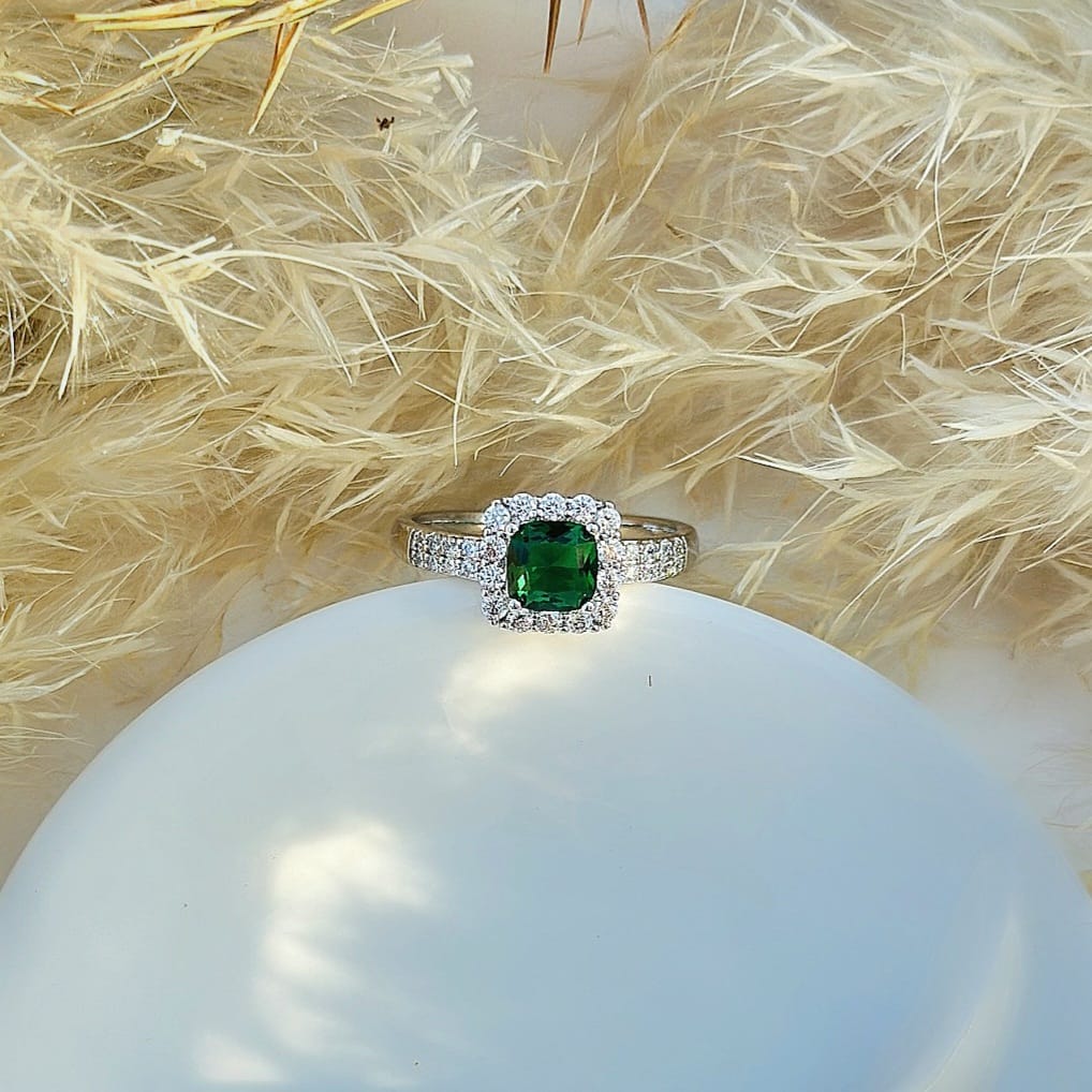 Verdant Halo Cushion Ring